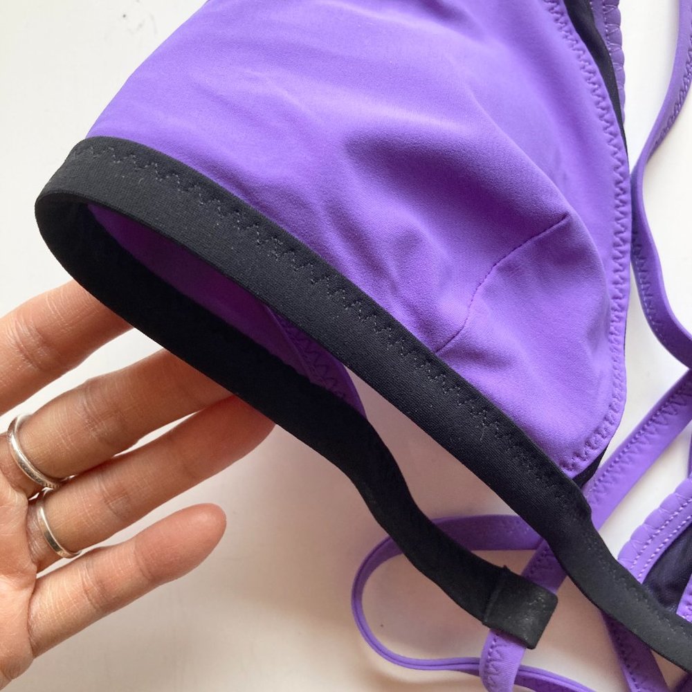 LULULEMON Beach Break Power Purple Black Halter Tie Triangle Bikini Top - Picture 6 of 12